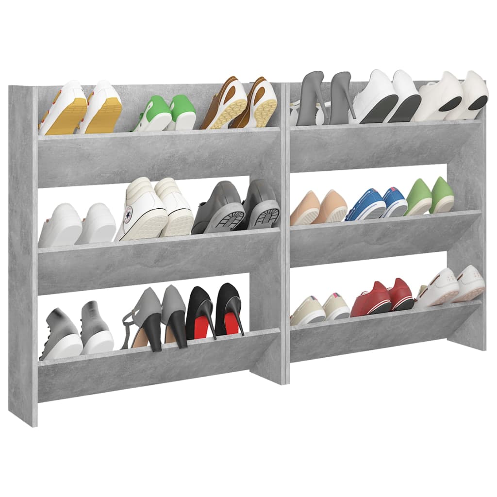 Scarpiere Muro 2pz Grigio Cemento 80x18x90cm Legno Multistrato 806786