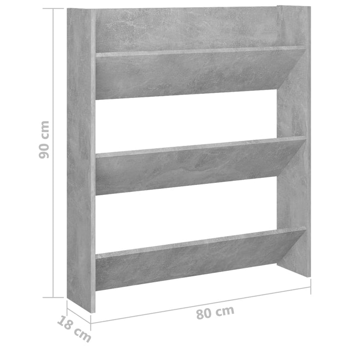 Scarpiere Muro 2pz Grigio Cemento 80x18x90cm Legno Multistrato 806786