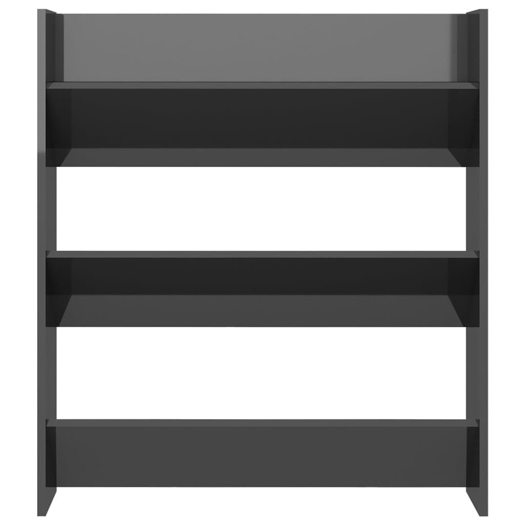 Scarpiera a Muro Grigio Lucido 80x18x90 cm in Legno Multistrato 806793