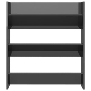 Scarpiera a Muro Grigio Lucido 80x18x90 cm in Legno Multistrato 806793