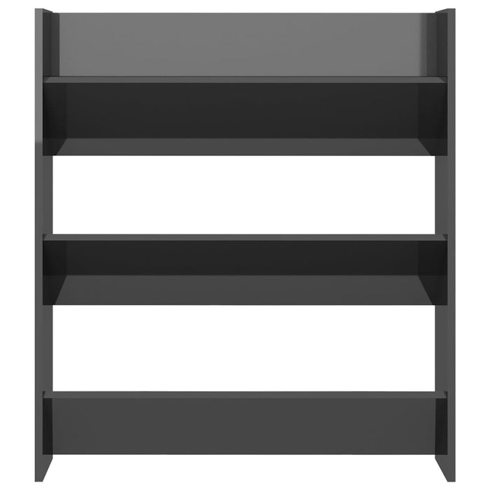 Scarpiera a Muro Grigio Lucido 80x18x90 cm in Legno Multistrato 806793