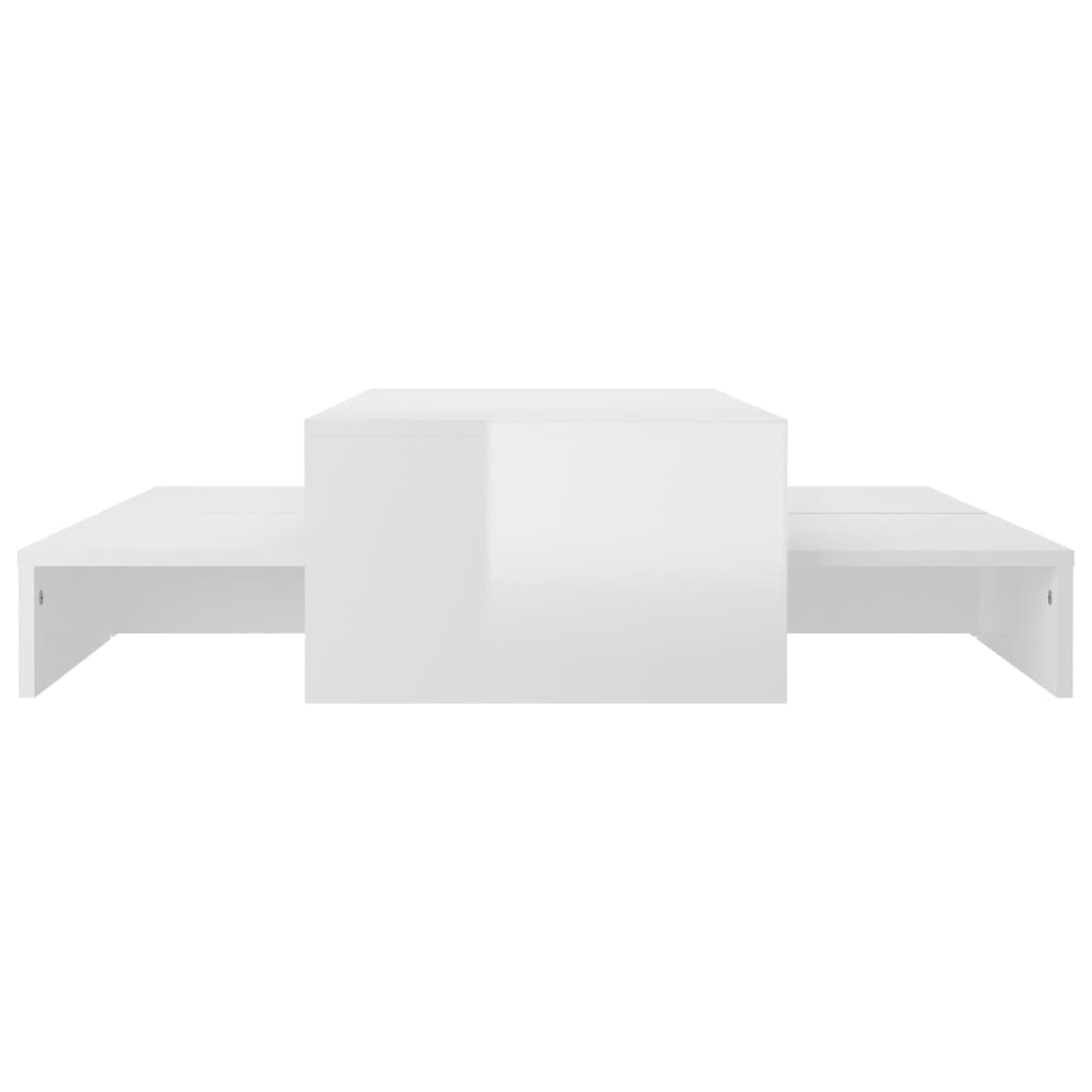 Set Tavolini ad Incastro Bianco Lucido 100x100x26,5 cm 806801