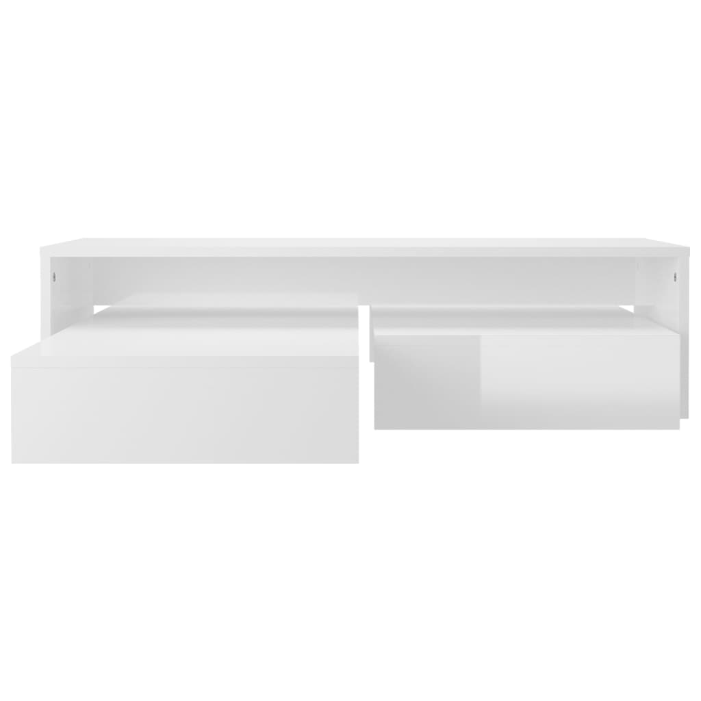 Set Tavolini ad Incastro Bianco Lucido 100x100x26,5 cm 806801