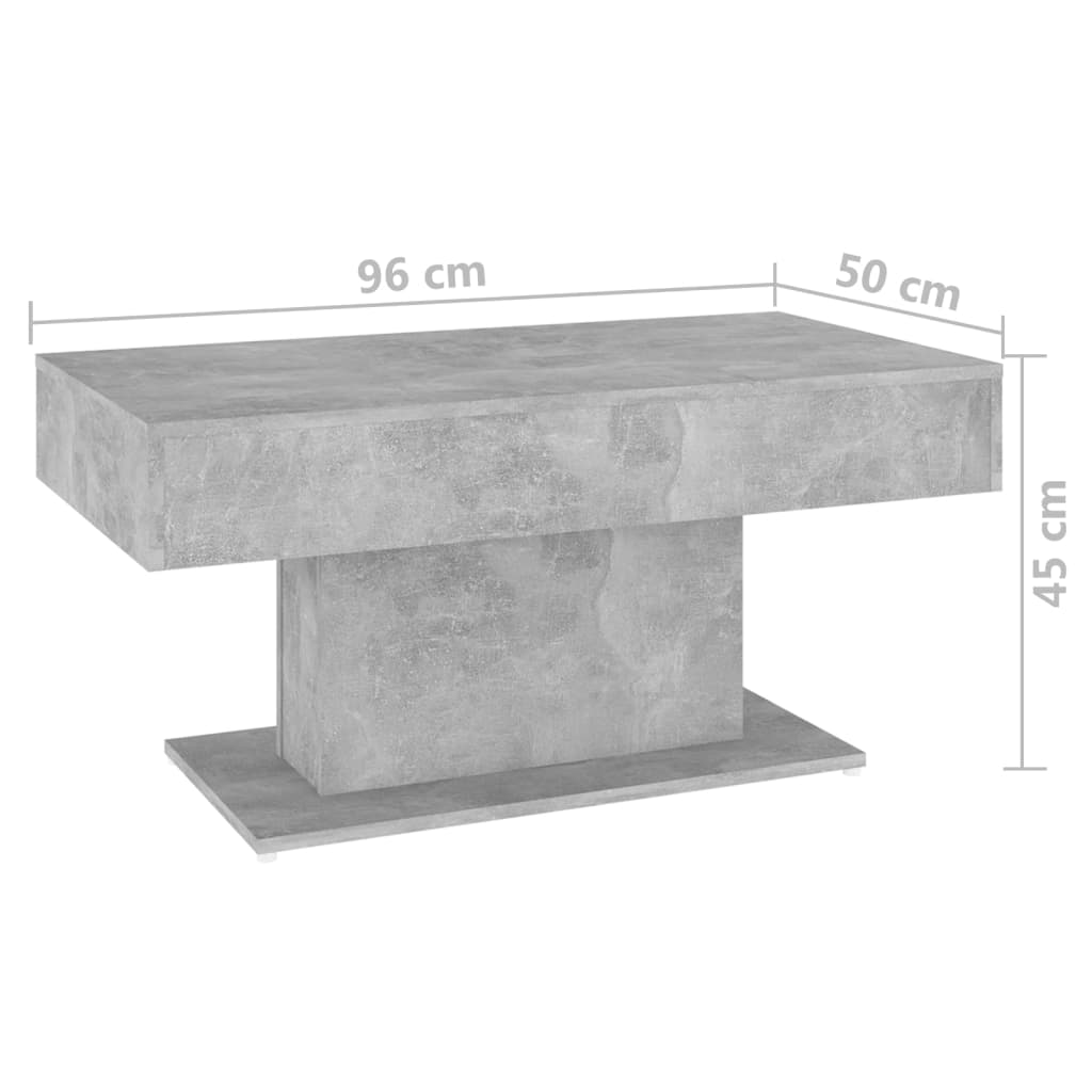 Tavolino da Salotto Grigio Cemento 96x50x45cm Legno Multistrato 806835