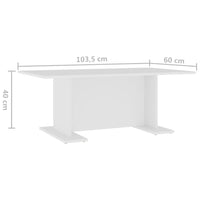 Tavolino da CaffÃ¨ Bianco 103,5x60x40 cm in Truciolato cod mxl 10086