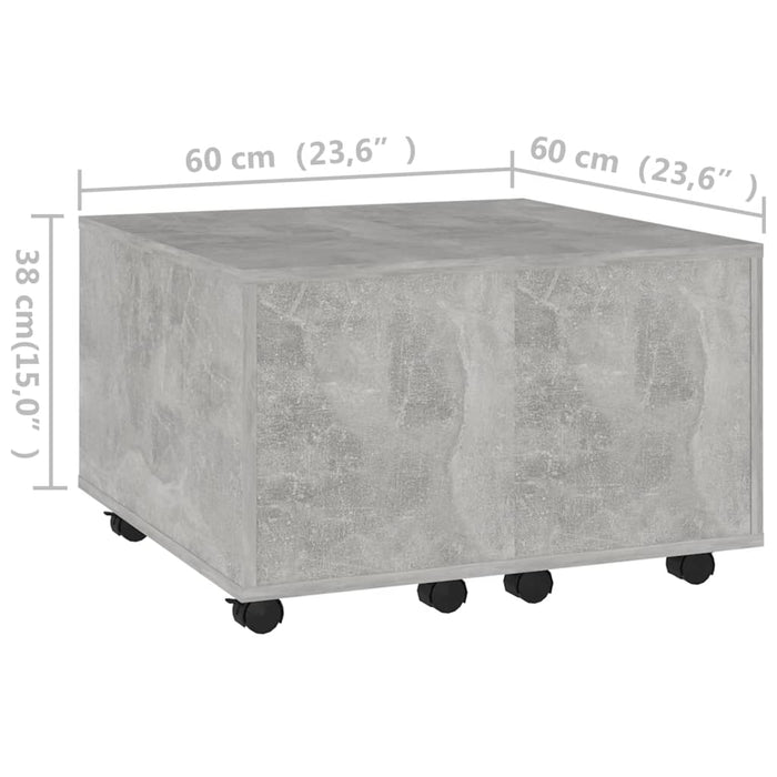 Tavolino da Salotto Grigio Cemento 60x60x38 cm in Truciolato cod mxl 63967
