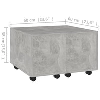 Tavolino da Salotto Grigio Cemento 60x60x38cm Legno Multistrato 806862