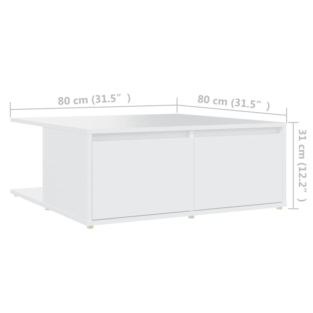 Tavolino da Salotto Bianco 80x80x31 cm in Legno Multistrato 806876