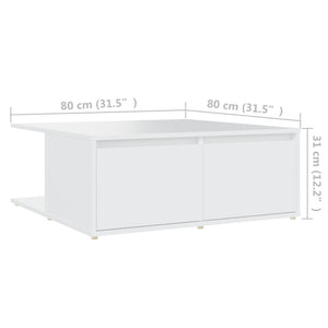 Tavolino da Salotto Bianco 80x80x31 cm in Legno Multistrato 806876
