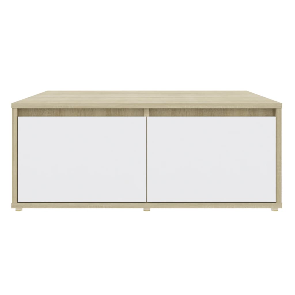 Tavolino da CaffÃ¨ Bianco e Rovere Sonoma 80x80x31 cm Truciolato cod mxl 7938