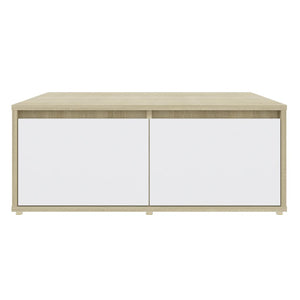 Tavolino Salotto Bianco e Rovere Sonoma 80x80x31cm Multistrato 806881