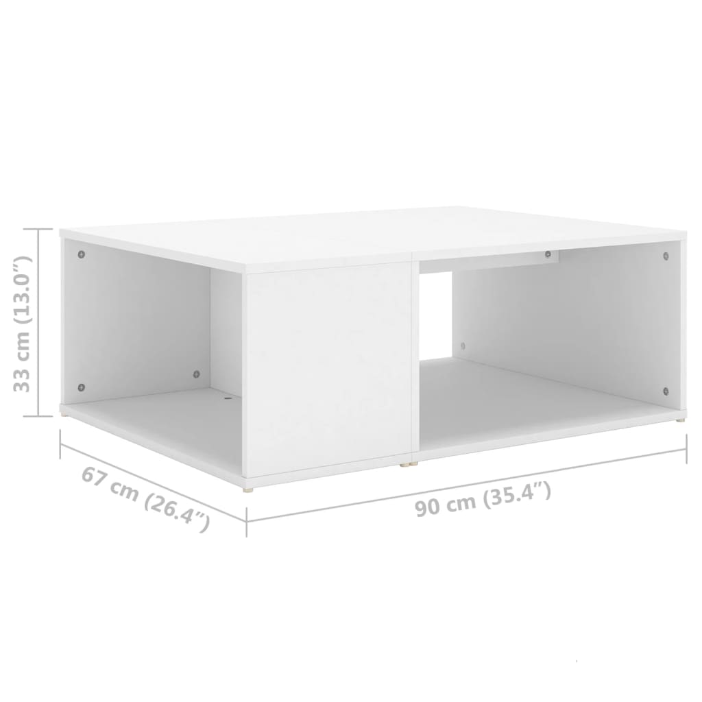 Tavolino da Salotto Bianco 90x67x33 cm in Legno Multistrato