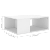 Tavolino da Salotto Bianco 90x67x33 cm in Legno Multistrato 806903