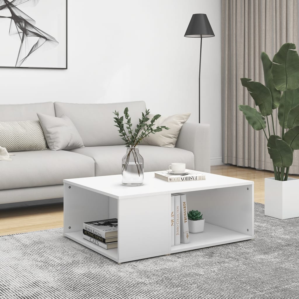 Tavolino da Salotto Bianco 90x67x33 cm in Legno Multistrato 806903