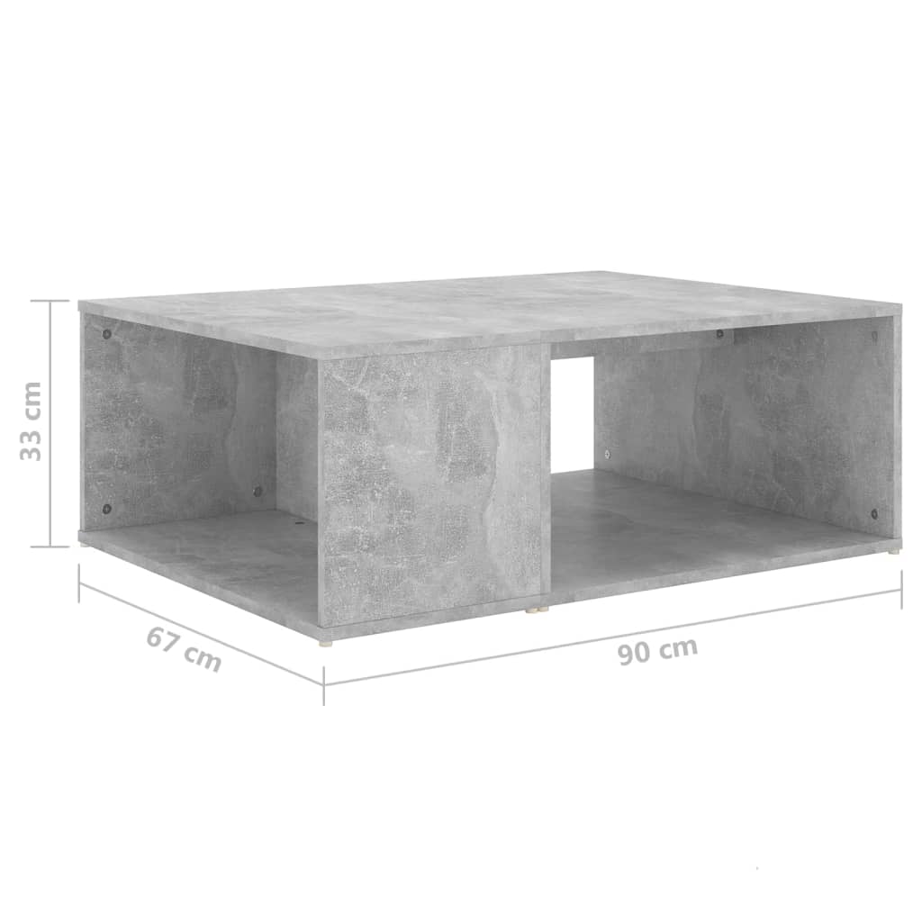 Tavolino da Salotto Grigio Cemento 90x67x33cm Legno Multistrato 806907