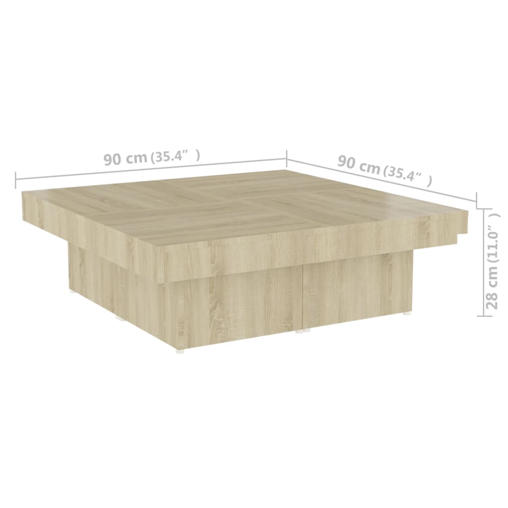 Tavolino da Salotto Rovere Sonoma 90x90x28 cm Legno Multistrato 806915
