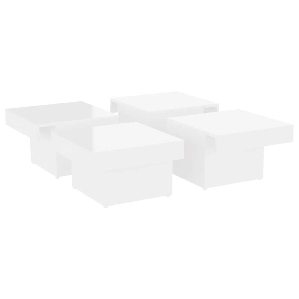 Tavolino da Salotto Bianco Lucido 90x90x28 cm Legno Multistrato 806918