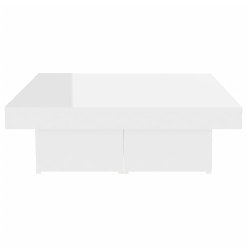 Tavolino da Salotto Bianco Lucido 90x90x28 cm Legno Multistrato 806918