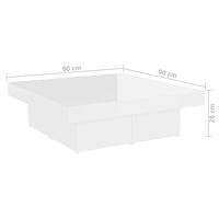 Tavolino da Salotto Bianco Lucido 90x90x28 cm Legno Multistrato 806918