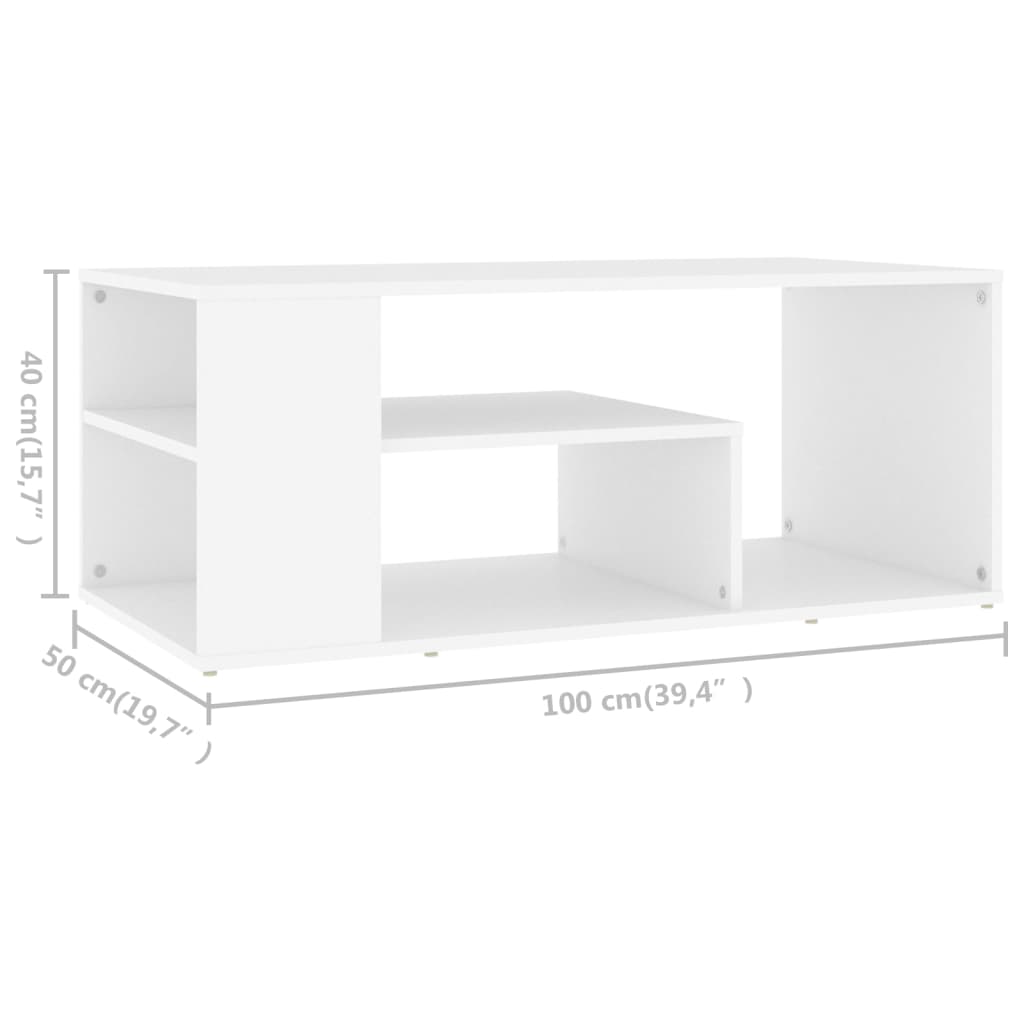 Tavolino da Salotto Bianco 100x50x40 cm in Legno Multistrato 806921