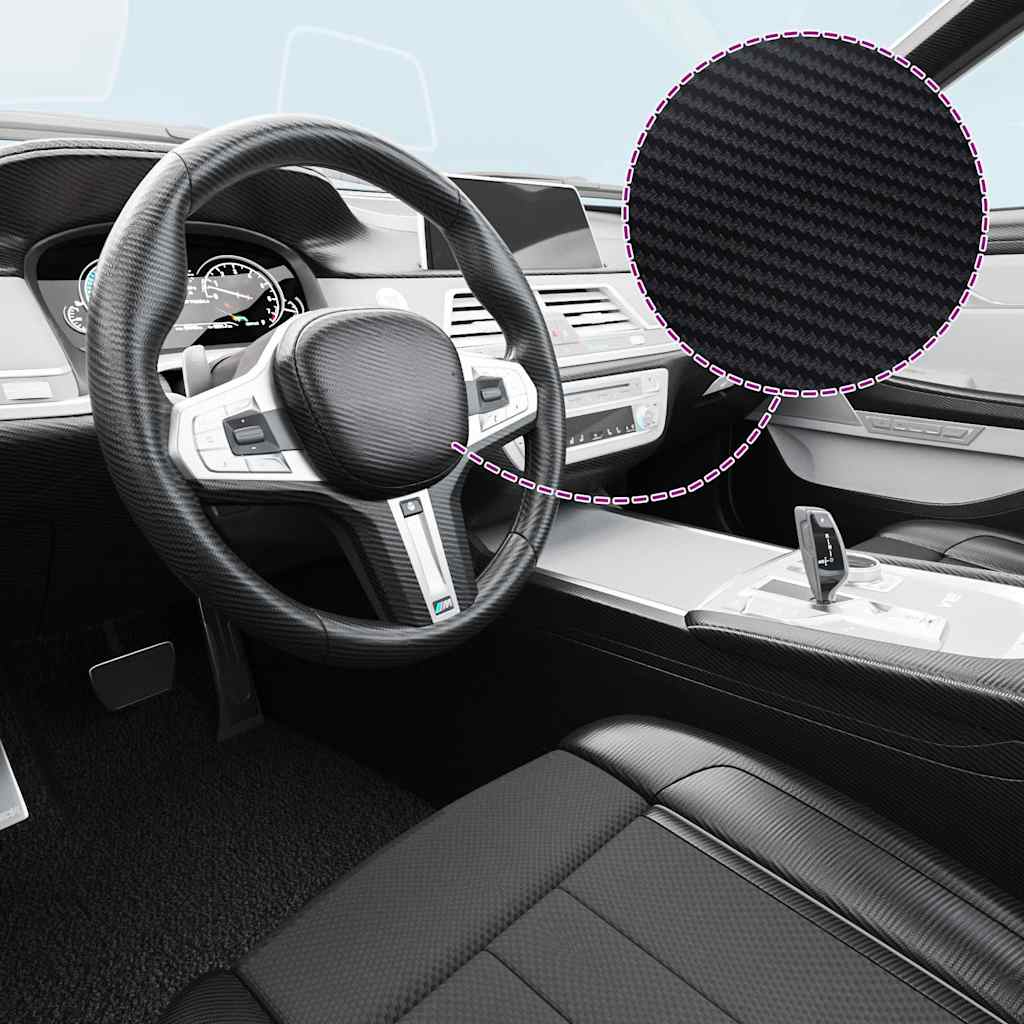 Pellicole per Auto 2 pz 3D Nero Opaco 100x150 cm+50x150 cm 210715