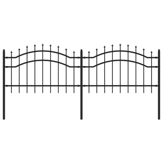 Recinzione da giardino con punta a lancia nera 239x75 cm in acciaio verniciato a polvere 151079