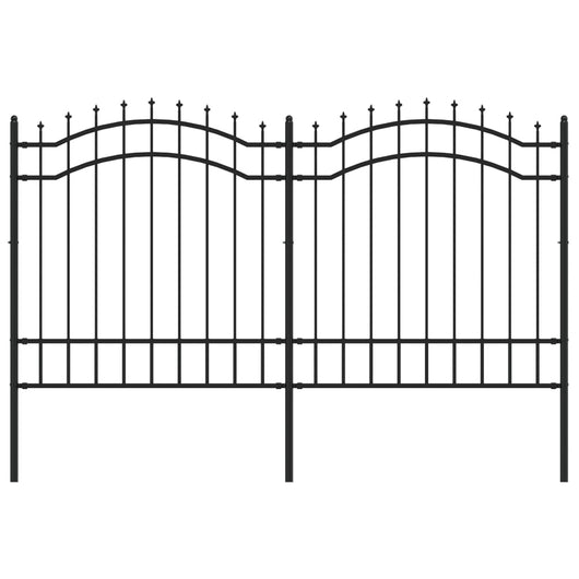 Recinzione da giardino con punta a lancia nera 239x125 cm in acciaio verniciato a polvere 151081