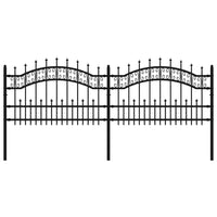 Recinzione da Giardino con Punta a Lancia Nera 115cm Acciaio cod mxl 24940