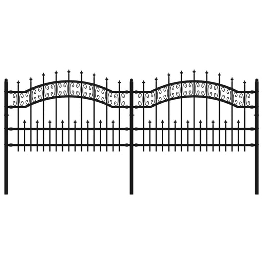 Recinzione da Giardino con Punta a Lancia Nera 115cm Acciaio cod mxl 24940