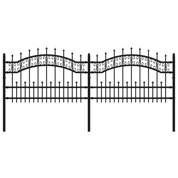 Recinzione da Giardino con Punta a Lancia Nera 115cm Acciaio cod mxl 24940