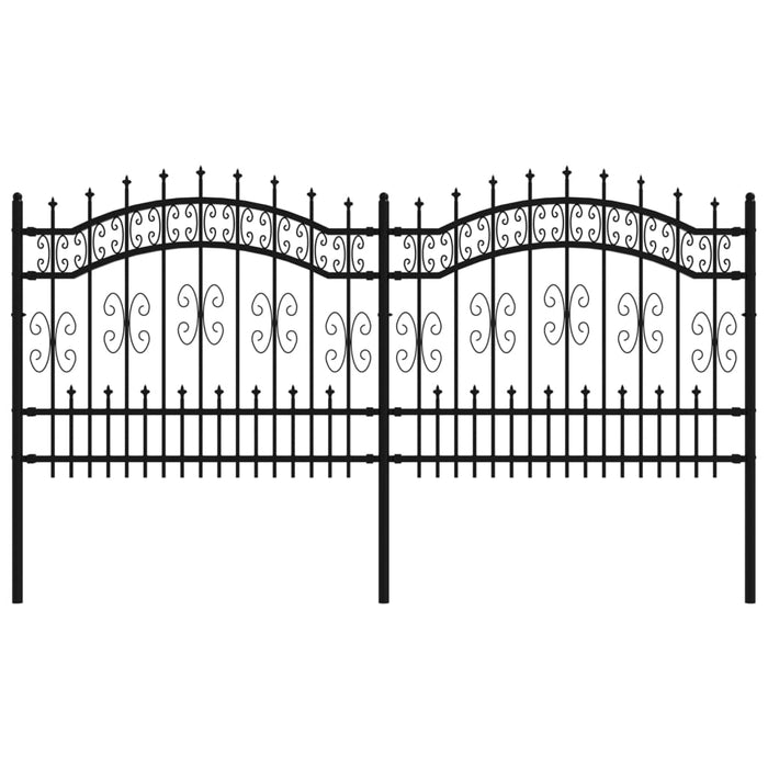 Recinzione da giardino con punta a lancia nera 240x100 cm in acciaio verniciato a polvere 151085