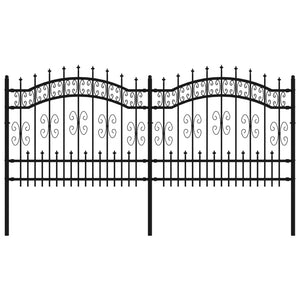 Recinzione da Giardino con Punta a Lancia Nera 140cm Acciaio cod mxl 24044