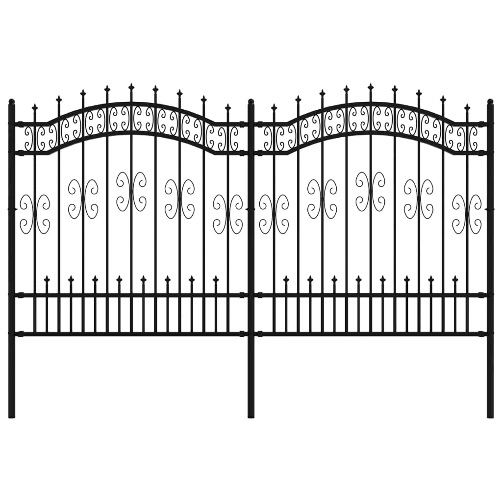 Recinzione da giardino con punta a lancia nera 240x125 cm in acciaio verniciato a polvere 151086