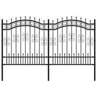 Recinzione da giardino con punta a lancia nera 240x125 cm in acciaio verniciato a polvere 151086
