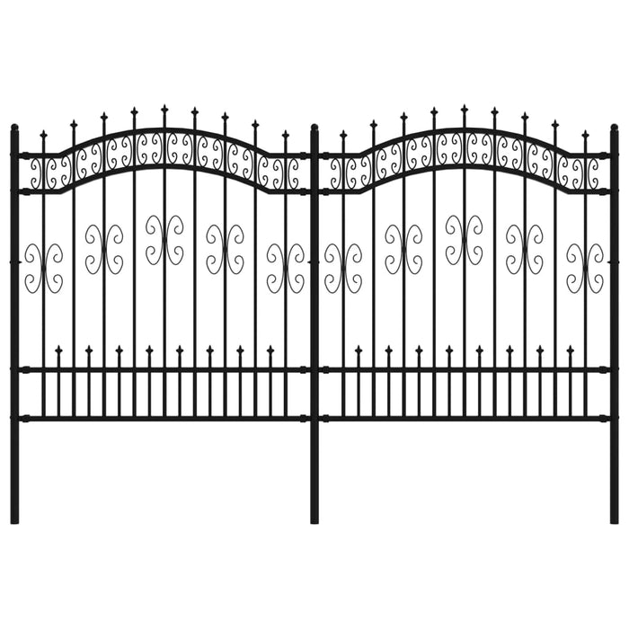 Recinzione da giardino con punta a lancia nera 240x125 cm in acciaio verniciato a polvere 151086