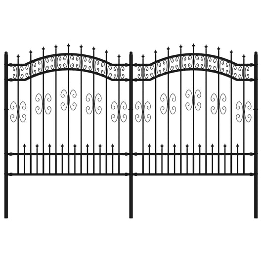 Recinzione da Giardino con Punta a Lancia Nera 165cm Acciaio cod mxl 24944