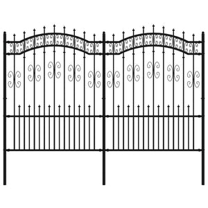 Recinzione da giardino con punta a lancia nera 240x150 cm in acciaio verniciato a polvere 151087