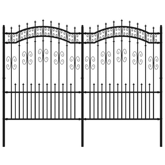 Recinzione da giardino con punta a lancia nera 240x150 cm in acciaio verniciato a polvere 151087
