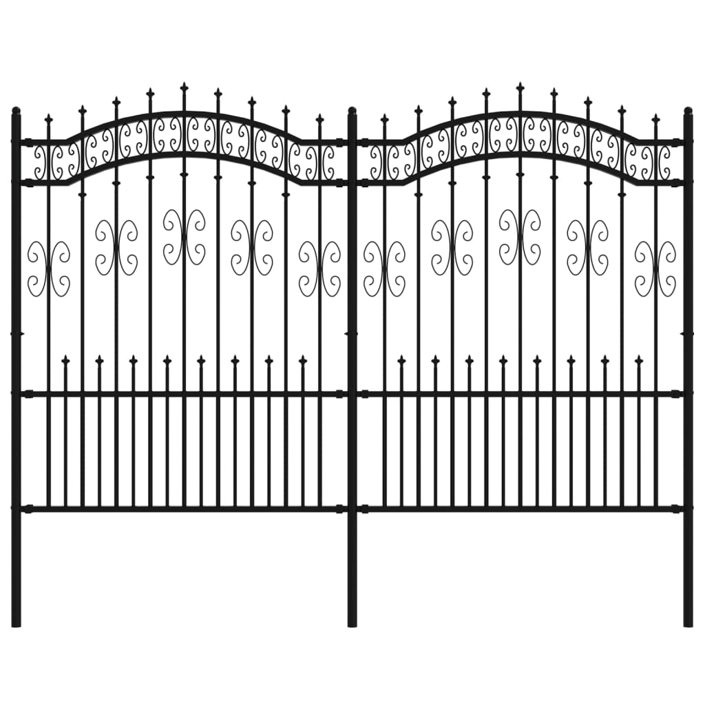 Recinzione da Giardino con Punta a Lancia Nera 190cm Acciaio cod mxl 24895