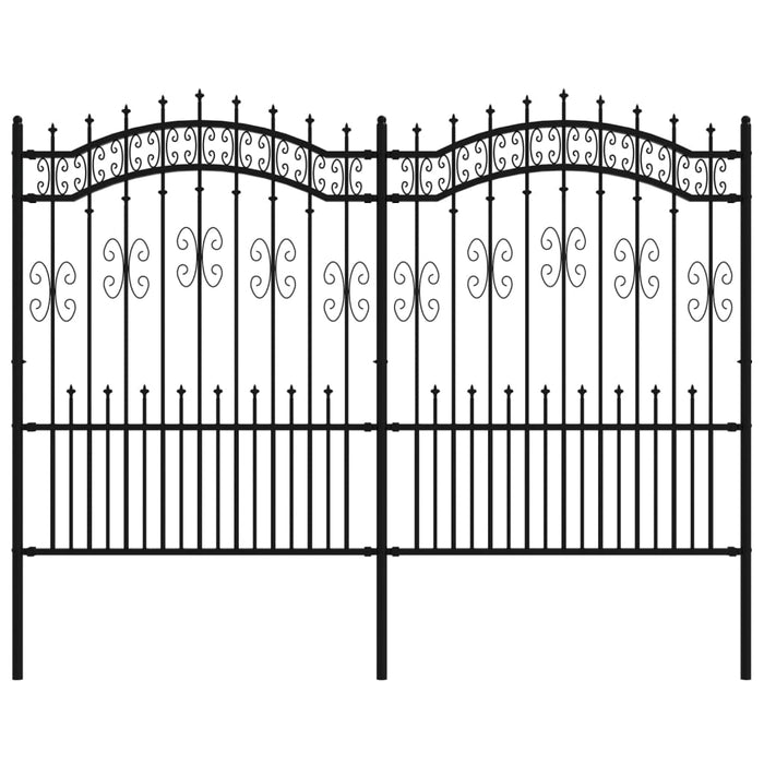 Recinzione da Giardino con Punta a Lancia Nera 190cm Acciaio cod mxl 24895