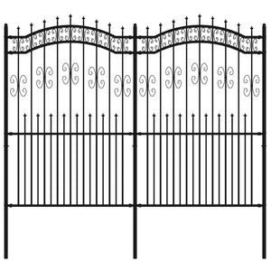 Recinzione da giardino con punta a lancia nera 240x175 cm in acciaio verniciato a polvere 151088