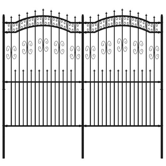 Recinzione da Giardino con Punta a Lancia Nera 222cm Acciaio cod mxl 24261