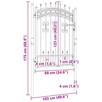 Recinzione Cancello con Punta a Lancia Nera 103x175cm Acciaio cod mxl 47251