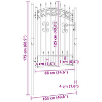 Cancello per recinzione con punta a lancia nero 103x125 cm in acciaio verniciato a polvere 151091