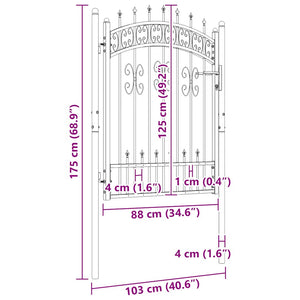 Cancello per recinzione con punta a lancia nero 103x125 cm in acciaio verniciato a polvere 151091