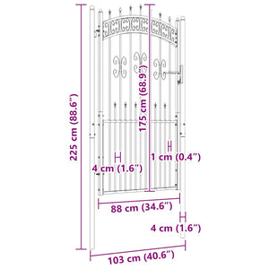 Recinzione Cancello con Punta a Lancia Nera 103x225cm Acciaio cod mxl 46974