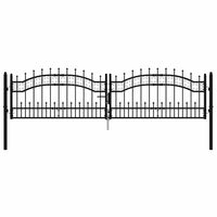 Cancello per recinzione con punta a lancia nero 305x75 cm in acciaio verniciato a polvere 151094