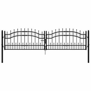 Cancello per recinzione con punta a lancia nero 305x75 cm in acciaio verniciato a polvere 151094