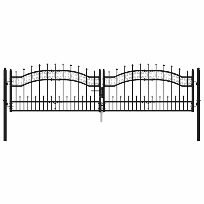 Cancello per recinzione con punta a lancia nero 305x75 cm in acciaio verniciato a polvere 151094