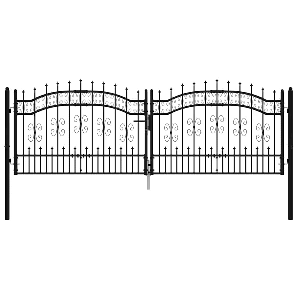 Recinzione Cancello con Punta a Lancia Nera 305x151cm Acciaio cod mxl 53177